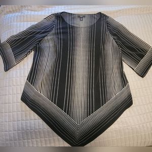 Alfani plus size womens 1X Blouse Top Black amd white stripes trendy!